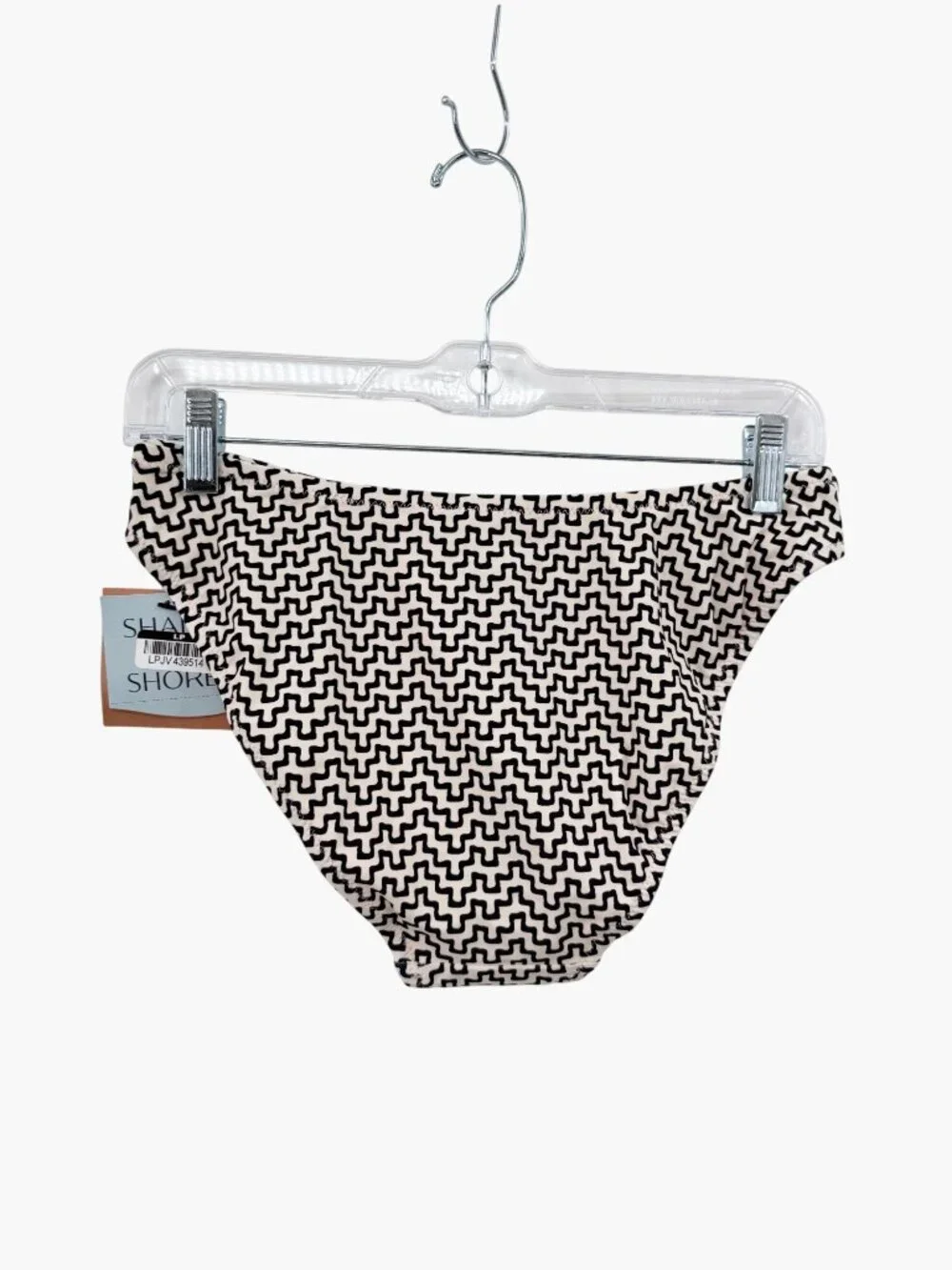 NEW Shade & Shore Geo Print High Leg Medium Coverage Bikini Bottom - Black/Cream